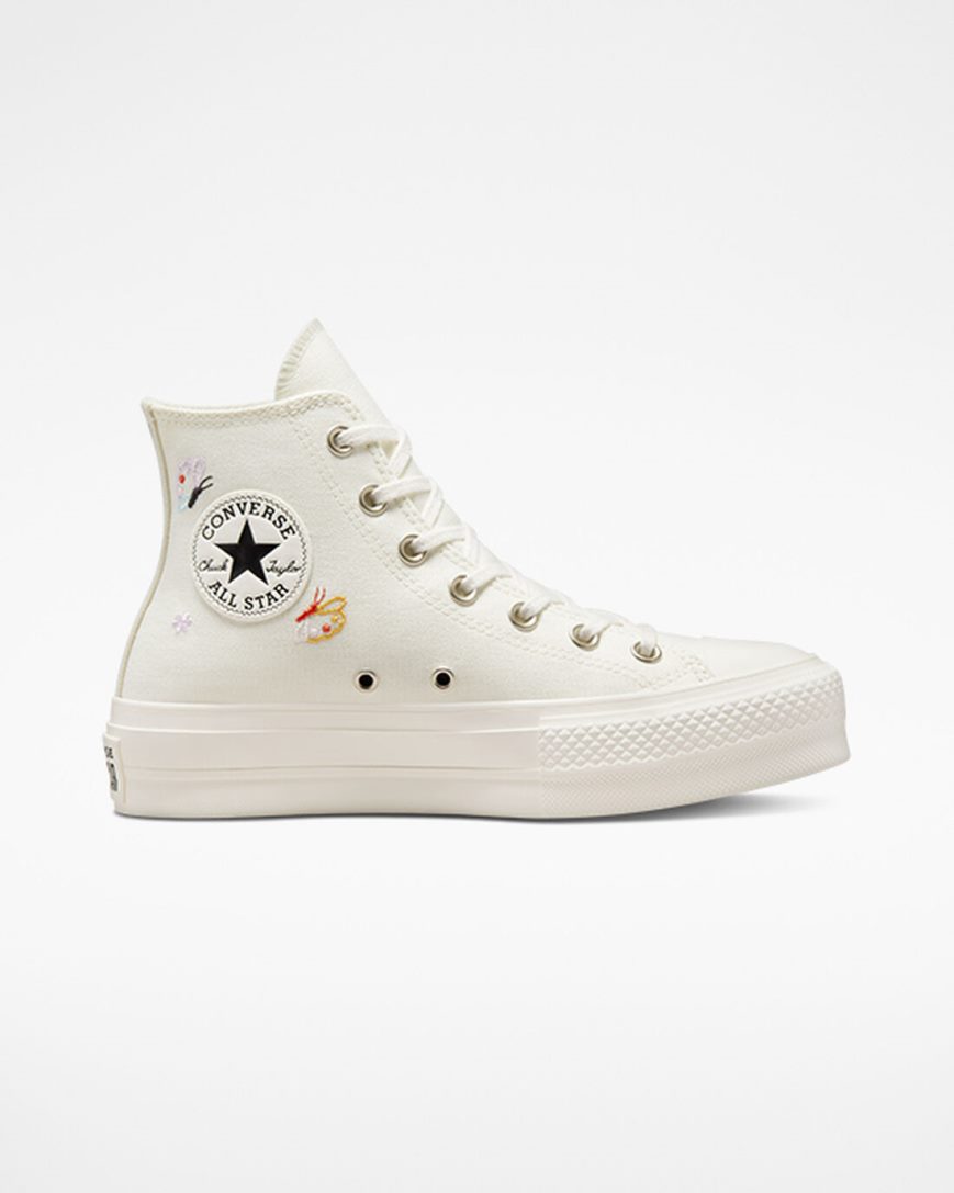 Women\'s Converse Chuck Taylor All Star Lift Butterfly Wings High Top Platform Shoes Beige / Pink | AU 10486C